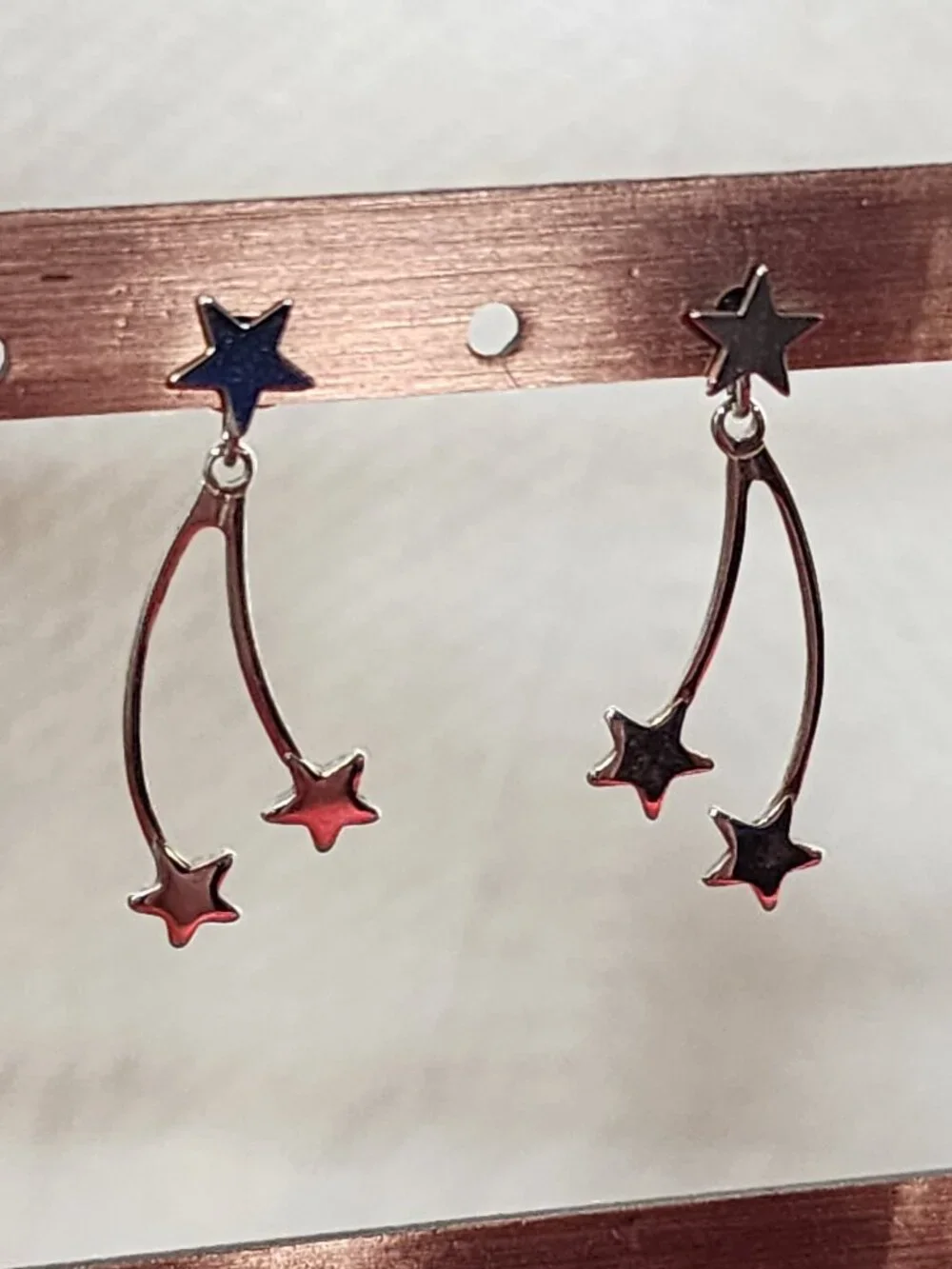 Avon Vintage Silver Tone Double Shooting Star Dangle with Star Stud Earrings